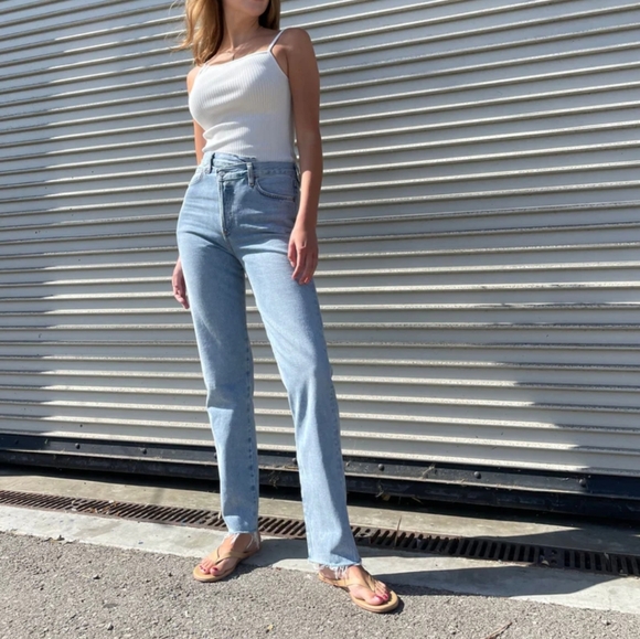 Agolde Criss Cross Straight in Diminsion - Picture 2 of 13